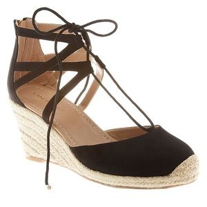 Lane Bryant | Black Lace Up Espadrilles Wedge | 9W